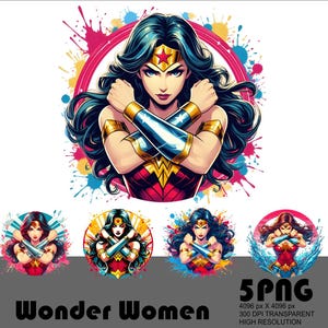 5 PNG ヒーロー女性 PNG ヒーロー女性 PNG デジタルファイル 女の子ヒーロー W 女性 PNG 水彩とスプラッシュ 透明 PNG ファイル 昇華 300 Dpi ファイル