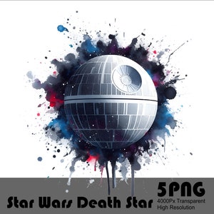 5 PNG Star Wars Death Star Schiff Splash Aquarell Png Transparente Datei Sublimation Space Wars Design Png Hohe Auflösung Png-Datei-Download
