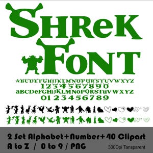 Shrek Schrift Png Shrek Alphabet Png Grün Oger Alphabet Shrek Clipart Png Grün Riese Png Tier Alphabet Buchstaben Zahlen Doodle Sublimation