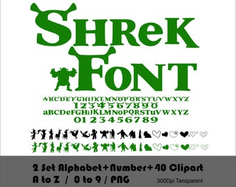 Shrek-lettertype Png Shrek-alfabet Png Green Ogre-alfabet Shrek Clipart Png Green Giant Png Dierlijke Alfabetletters Cijfers Doodle Sublimatie