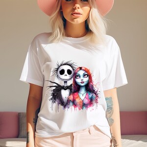 5 PNG Jack i Sally Halloween Png Projekt Wysokiej Rozdzielczości Tshirt Sublimacja Plik Jack Skellington Splash Akwarela Przezroczysty Pobierz zdjęcie 9
