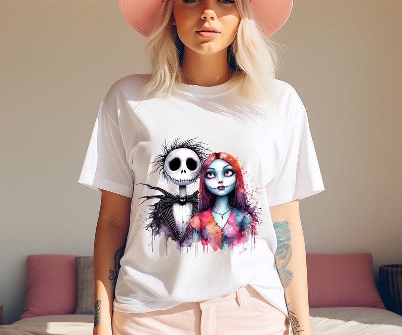5 PNG Jack i Sally Halloween Png Projekt Wysokiej Rozdzielczości Tshirt Sublimacja Plik Jack Skellington Splash Akwarela Przezroczysty Pobierz zdjęcie 9