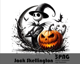 Jack Skellington Pumpkin King PNG, projekt na Halloween (pobranie cyfrowe)