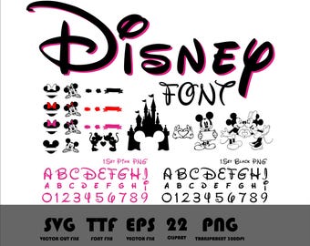 Disney lettertype Png Svg Eps Mouse alfabet nummers Png Mickey lettertype Minnie lettertype digitale Disney tekens bestand downloaden Doodle Letters sublimatie