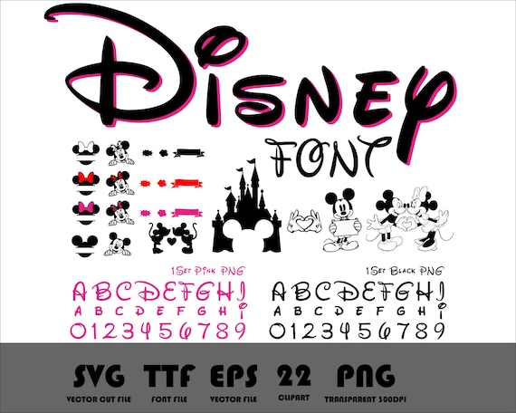 Disney Font Png Svg Eps Mouse Alphabet Numbers Png Mickey Font Minnie Font Digital Disney Chracters Download File Doodle Letters Sublimation