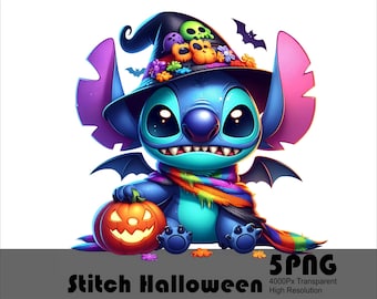 5PNG Stich Halloween Splash und Aquarell Digitales Design PNG Datei für Sublimation Hochauflösendes T-Shirt und Sublimationsdatei Png Download