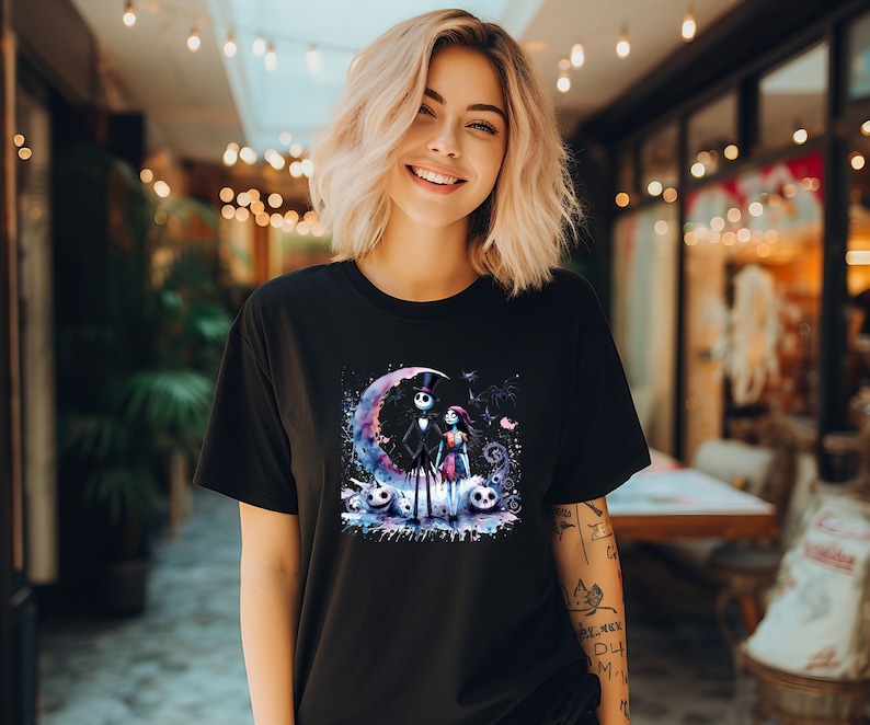 5 PNG Jack i Sally Halloween Png Projekt Wysokiej Rozdzielczości Tshirt Sublimacja Plik Jack Skellington Splash Akwarela Przezroczysty Pobierz zdjęcie 10