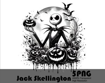 Jack Skellington PNG, projekt Halloween Pumpkin King (pobranie cyfrowe)