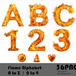 Alphabet flamme flamme chiffres fichier PNG police flamme lettres de l'alphabet feu chiffres police de caractères Design sublimation PNG Télécharger 5 Clipart alphabet flamme