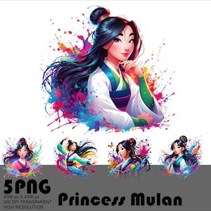 5 PNG Prinzessin Mulan Png Mulan Clipart Niedlicher Mulan Png Design 300 dpi Held Mulan Hohe Auflösung Tshirt Sublimation Transparent 300 DPI