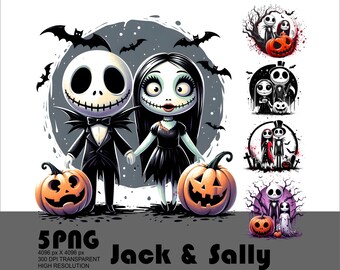 5 PNG ジャック・スケリントン Png ハロウィン Png サリー Png パンプキンキング Png 不気味な季節 Png 悪夢のデザイン Png Tシャツ昇華透明