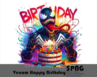 5 PNG Venom Png Happy Birthday Venom Png Hero Man Png Hero Spider Png Watercolor Splash Transparent Png File for Sublimation 300 Dpi File