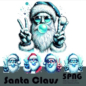 Santa Christmas Png Santa Claus Blowing Bobble Png Blue Victory Santa Vintage Merry Christmas Png Retro Santa Png 300 Dpi High Resolution
