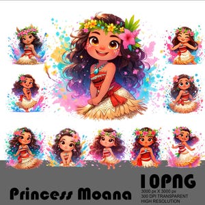 10 PNG Prinzessin Moana Png Niedliches Moana Design Png Maui und Moana Png 300 dpi Hochauflösende Tshirt Sublimation Transparent 300 DPI