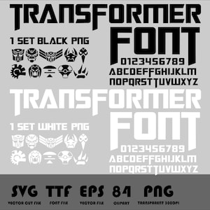 Robot Font Png Svg Eps Transformer Font  Png Transform Head Skin Clipart Sport Font Alphabet for Cricut Kids Birthday Font Movie Font Doodle