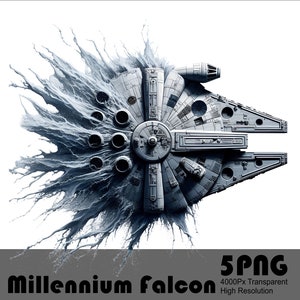 5 PNG StarWars Millennium Falcon Acuarela y Splash Archivo Png transparente para sublimación Diseño Png de alta resolución Archivo Png Descargar