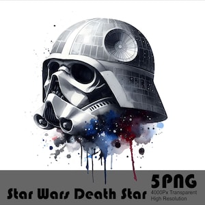 5 PNG Star Wars Todesstern Schädel Splash Aquarell Png transparente Datei für Sublimation Space Wars Design Png hochauflösende Dateidownload
