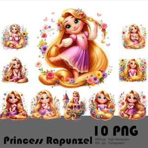 10 png babyprinses Rapunzel png Rapunzel png schattig Rapunzel-ontwerp 300 dpi hoge resolutie tshirt sublimatie transparant 300 dpi downloaden