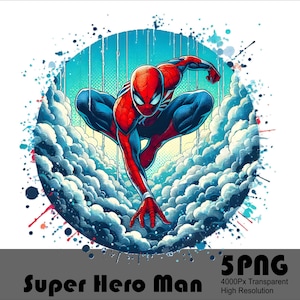 5 PNG Spinne Held Png-Datei Transparente Spinne Clipart Splash Aquarell Design Spinnennetz Design Sublimation Kinder Held Digitaler Download svg