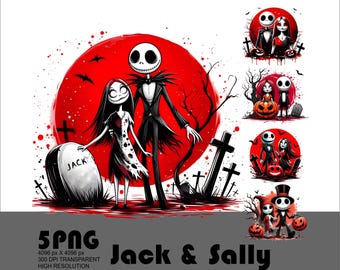 ジャック・スケリントンPNG 5ハロウィンバンドルPNG サリーPNG パンプキンキングPNG 不気味な季節PNG 悪夢のデザインPNG Tシャツ昇華透明