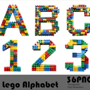 Briques polices alphabet et nombres polices de caractères PNG Jeu de briques polices Brick Png Lettres alphabet et chiffres à sublimation, jouets jambes police Png