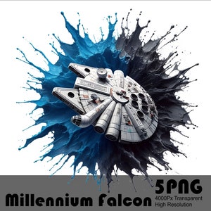 5 PNG StarWars Millennium Falcon Acuarela y Splash Archivo Png transparente para sublimación Diseño Png de alta resolución Archivo Png Descargar