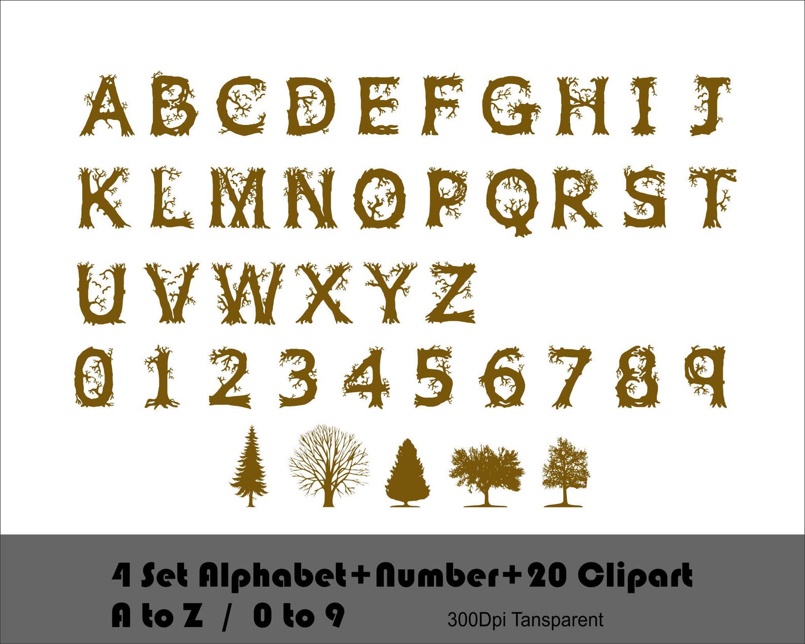 Forest Font Png Tree Font Png Wild Wood Font Png Nature Font Alphabet ...