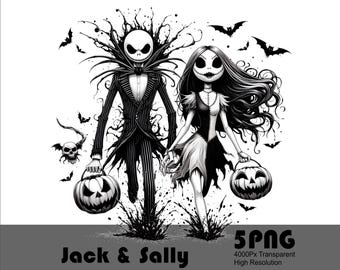 Jack Skellington PNG, Halloween Pumpa Kung Akvarell (Digital Nedladdning)