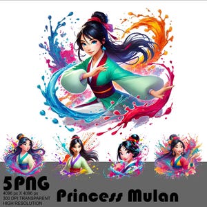 5PNG Prinzessin Mulan Png Niedliches Mulan Png Design Mulan Clipart 300 Dpi Chinesischer Held Mulan Hohe Auflösung Tshirt Sublimation Transparent 300DPI