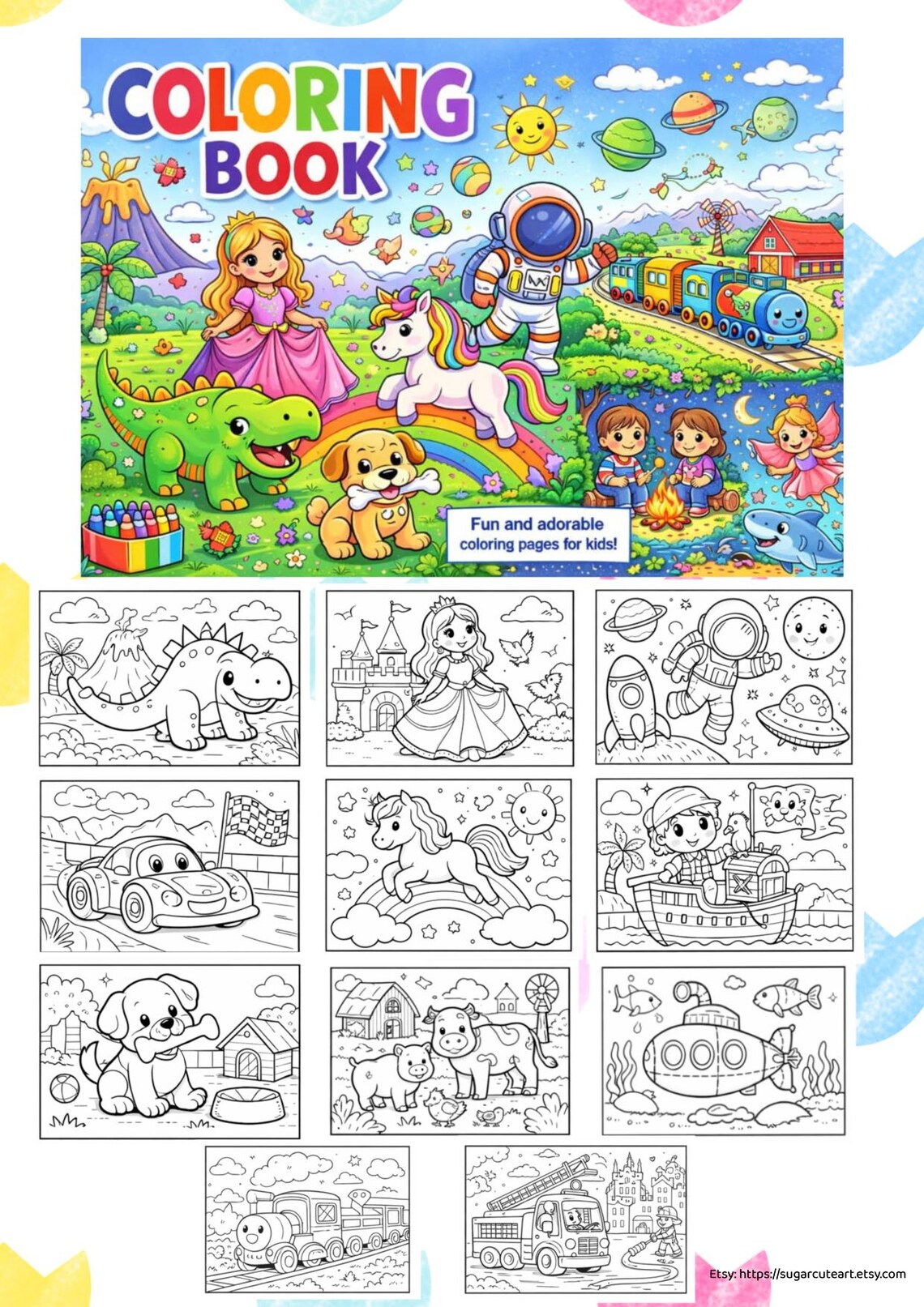 Kids Coloring Pages: 12 Fun, Easy-to-color Pages - Etsy