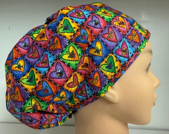 Women's Hybrid Style Scrub Hat Chemo Cap Hearts Galore Valentines Day Love