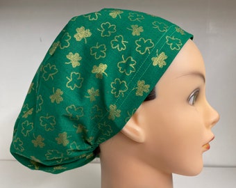 Womens Less Is More (LIM) Scrub Hat Chemo Cap Green Gold St Patrick’s Day