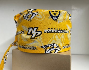 Unisex Scrub Hat Men's or  Women's Surgical Scrub Hat Nashville Predators Hockey NHL Yellow Navy