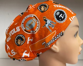 Womens Hybrid Style Surgical Scrub Hat Chemo Cap Orange White University of Tennessee Volunteers