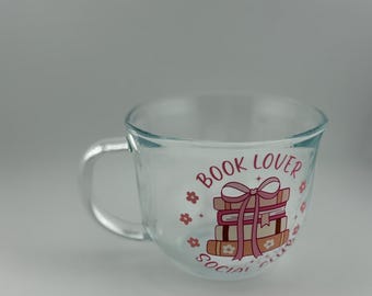 Book Lover Glass Mug: Trendy Chic Coffee Cup