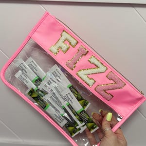 Reisebeutel für Fizz und Greens Niedliche Chenille Brief Reise Beutel Brief Aufnäher Reisetasche