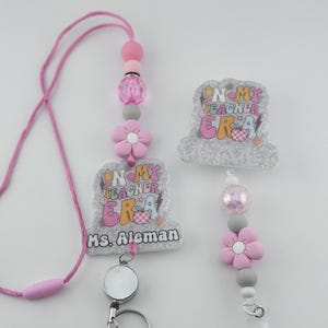 Custom "In my Teacher Era Lanyard/Badge Reel image 1