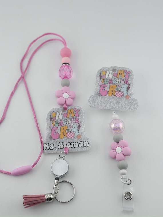 Custom "In my Teacher Era Lanyard/Badge Reel