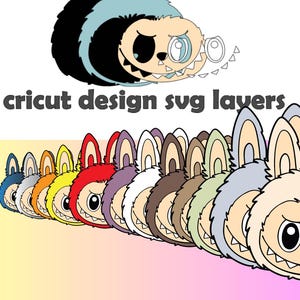 Labubu layers SVG cricut Bundle | Cute Monster Clipart | Kawaii Rabbit PNG|Cricut File |Dxf EPS Cut Files | Digital Download for Sublimation