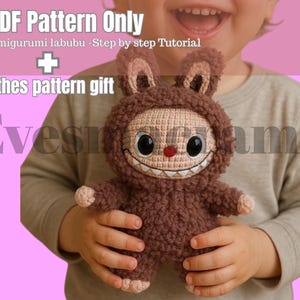 Labubu Crochet Pattern PDF – 6 Bunny Amigurumi Designs with Video Tutorial | Cute DIY Plush Toy