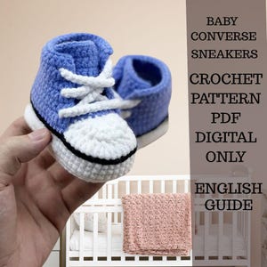Crochet Baby Converse Sneakers Pattern PDF – Newborn to 9 Months – Baby Booties DIY Tutorial