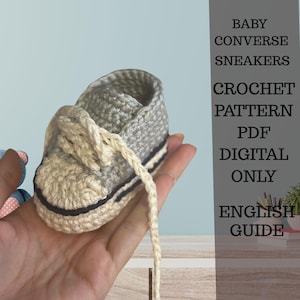 Baby Booties Crochet Pattern PDF – Converse Style Baby Sneakers – Newborn to 9 Months Tutorial