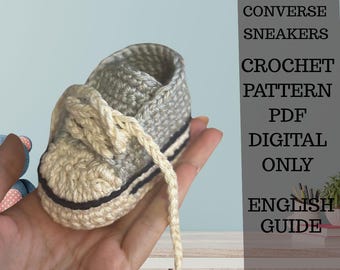 Baby Booties Crochet Pattern PDF – Converse Style Baby Sneakers – Newborn to 9 Months Tutorial
