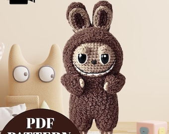 Labubu Crochet Pattern: Amigurumi Monster Plush Toy DIY (PDF + Video Tutorial