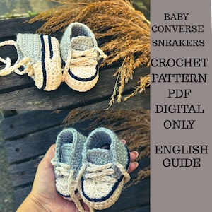 Crochet Baby Booties Pattern PDF – Converse Style Baby Sneakers – Newborn to 9 Months Tutorial