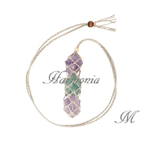 Hemp Macrame Multi Crystal Holder Necklace – Medium Adjustable Stone Pouch (No Crystal)