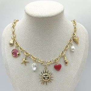Necklace Charms Charms Grigri Stainless Steel Sun Starfish Shell Ceramic Pearl Water Pearl Trendy Blue Gold Christmas Gift
