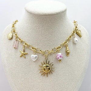 Necklace Charms Charms Grigri Stainless Steel Sun Starfish Ceramic Pearl Water Pearl Trendy Rose Gold Christmas Gift