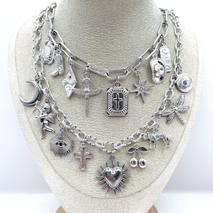 Personalized charm necklace in stainless steel, create your own personalized necklace, ideal for giving as a birthday gift for women