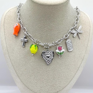 Personalized charm necklace in stainless steel, create your own personalized necklace, ideal for giving as a birthday gift for women